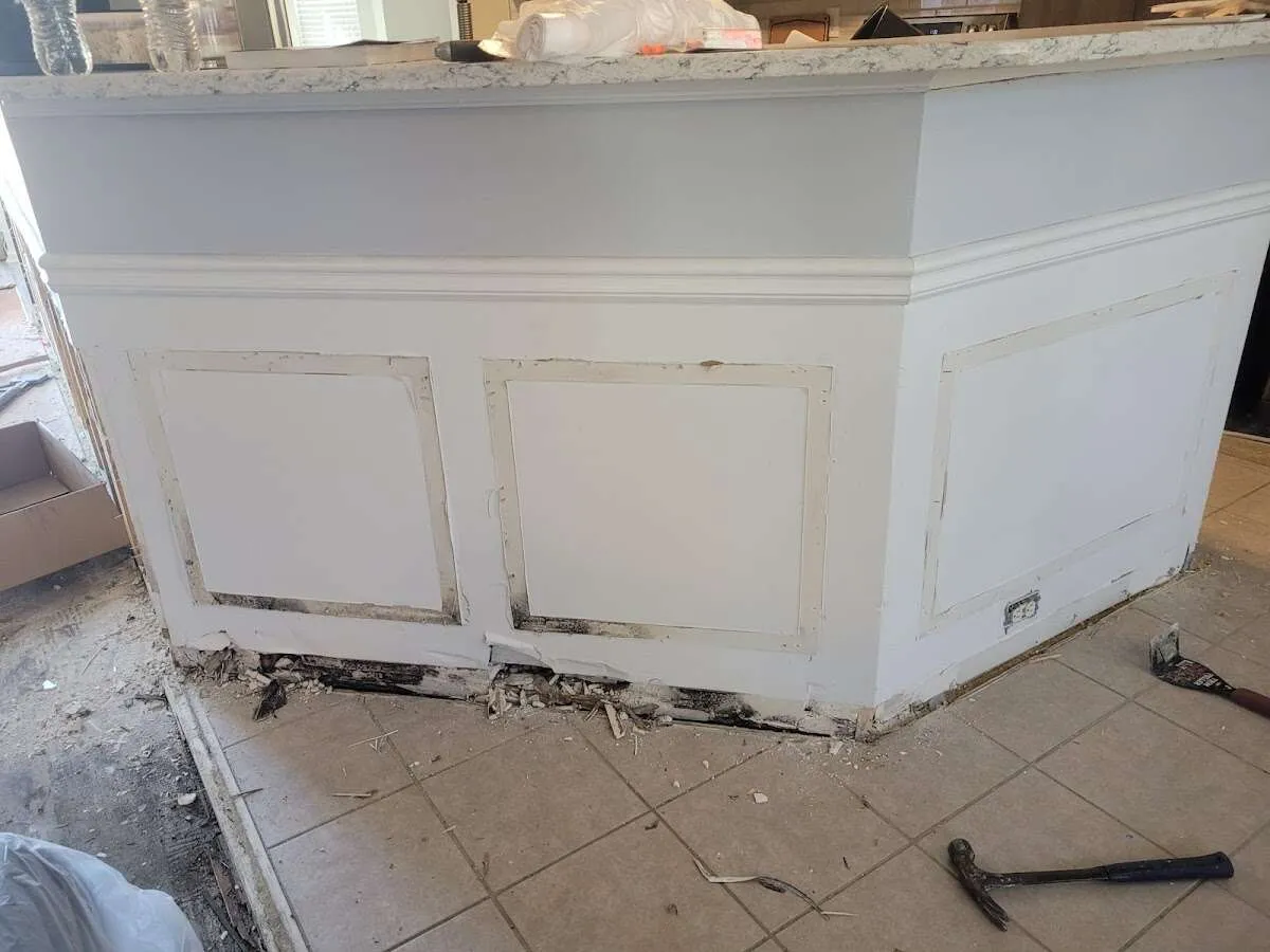 Water damage and mold on kitchen during Storm Damage Restoration in Zeeland